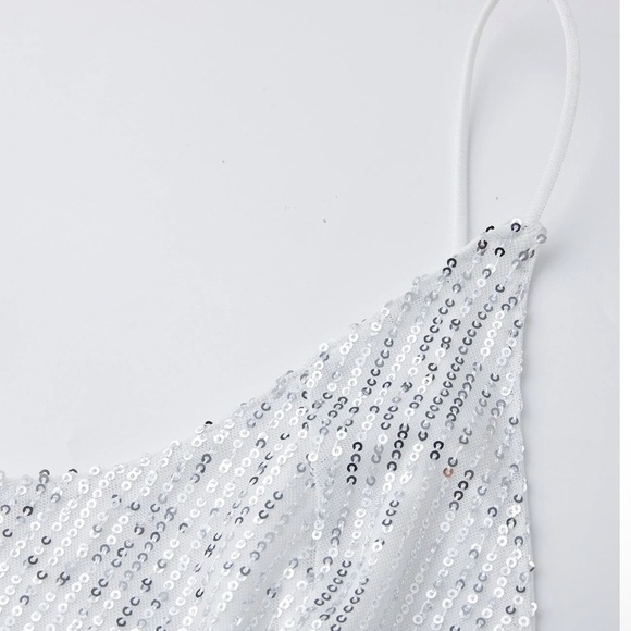 Plus Size Plunging Neck Sequin Cami Jumpsuit - Picture 6 of 9